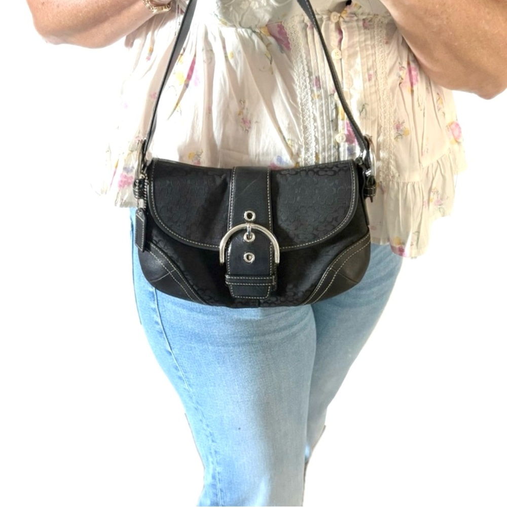 Y2K Coach 6818 Soho Demi Small C Black Leather & Jacquard Signature Shoulder Bag - Picture 3 of 16